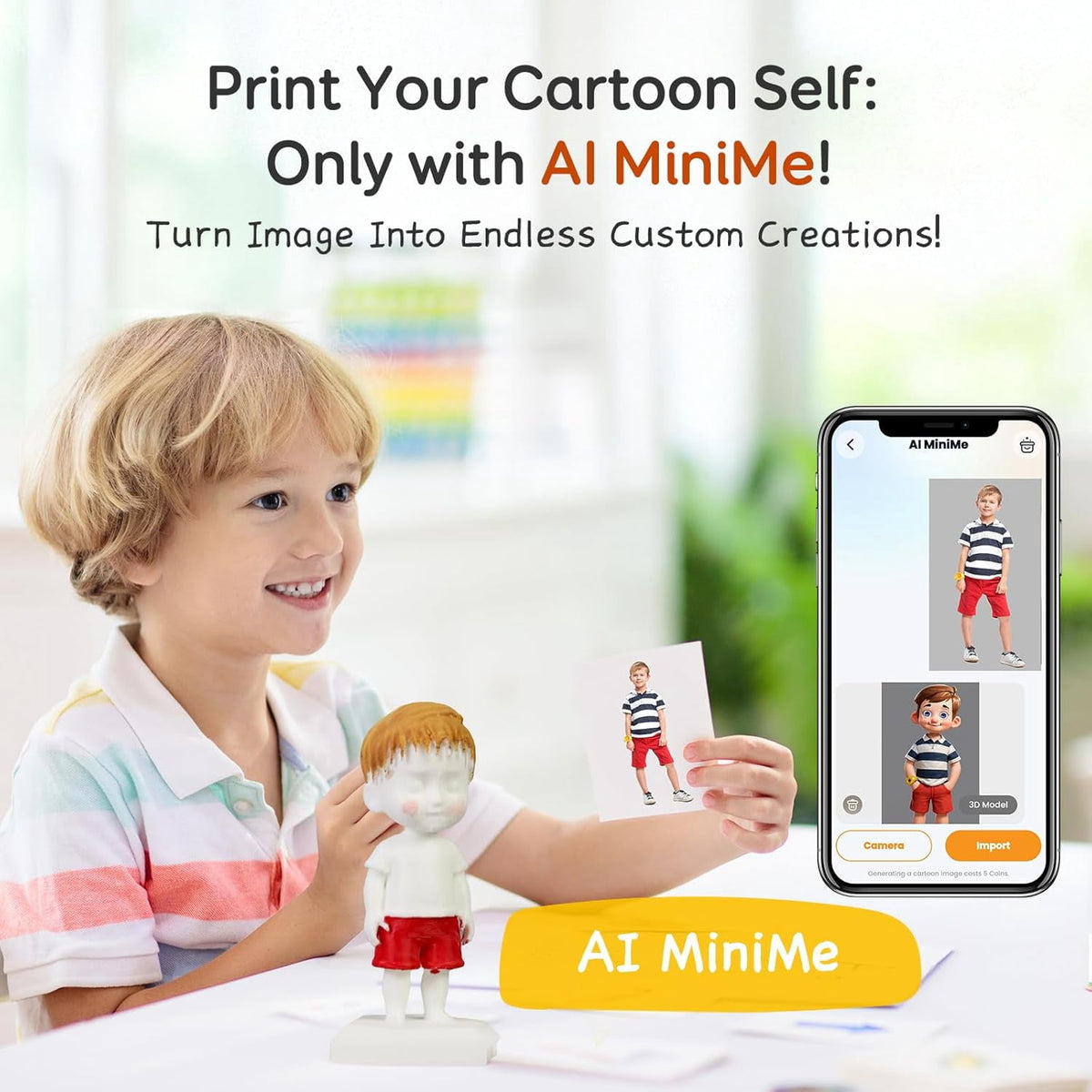 AOSEED 3D Printer Deal Pack for Kid (AI-Powered) with 4 PLA Filament Set, Built-in 1500+ Models 15+ Mini 3D Design Module, 0.05mm High Precision, 200mm/s High Speed Printing
