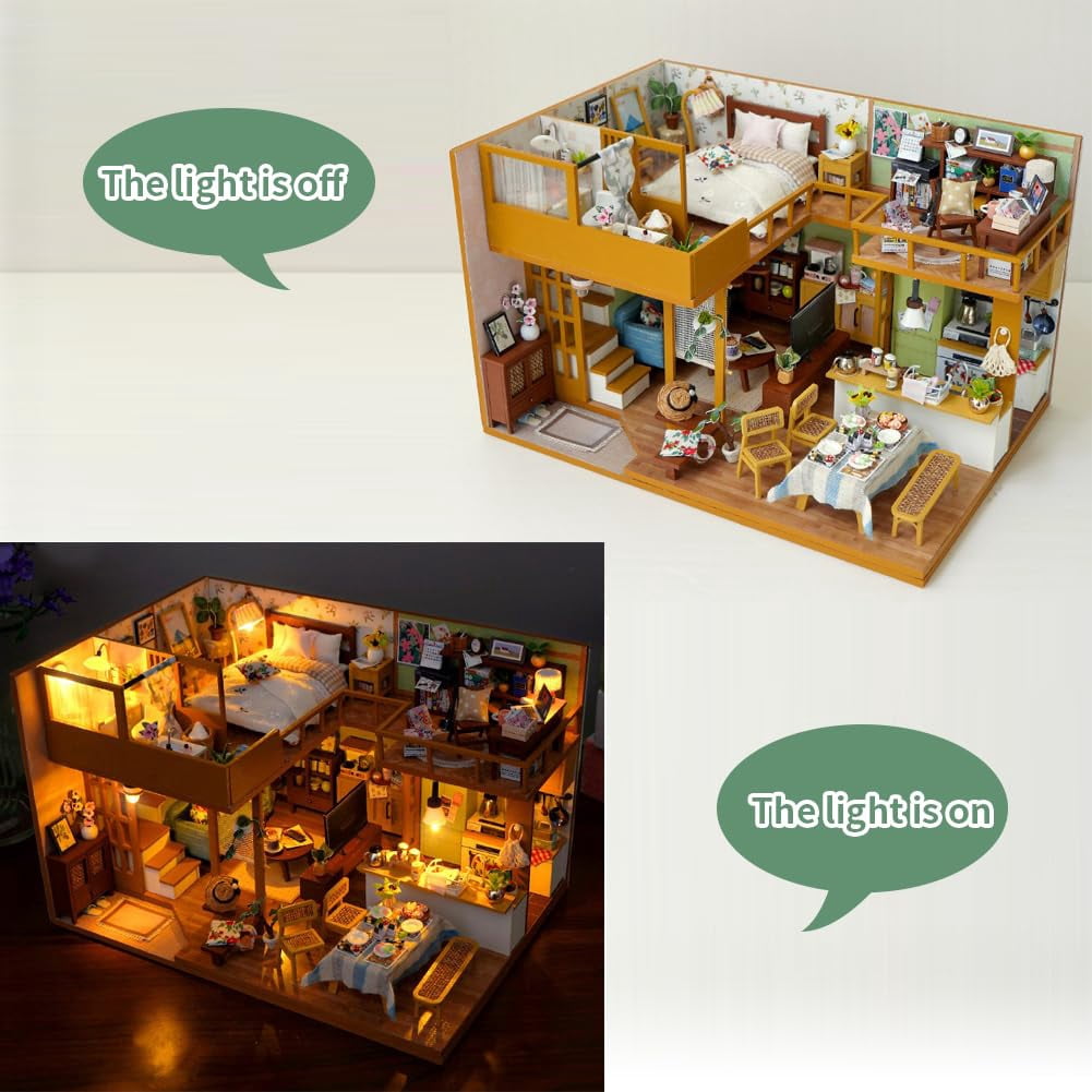 DIY Miniature House Kit, Mini Dollhouse Architectural Model, 3D Puzzles for Adults and Teens, Gifts for Friend and Parents