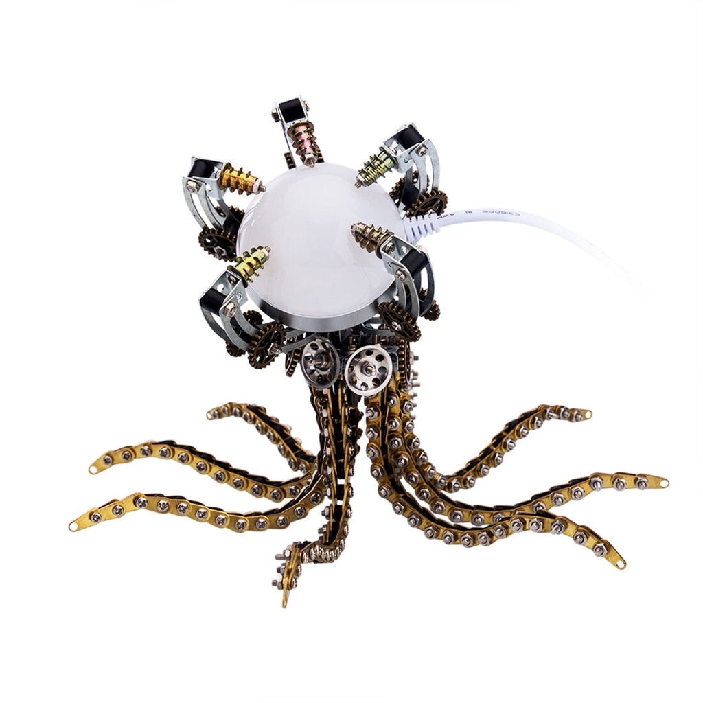 Mechanical Octopus 3D Metal Model Kit with Moon Lamp, Touch 3 Colors, Customizable Steampunk Puzzle & Desk Light, Perfect Room Decor and Gift Choice