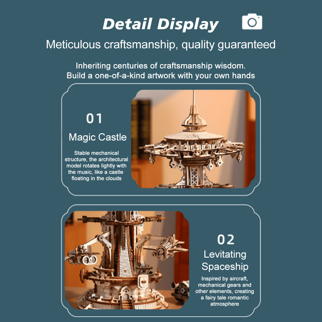 DIY Mechanical Orrery Solar System 3D Wooden Puzzle Kit, 413PCS Planetary Gear DIY Assembly Craft Model with Hand Crank, Rotating Planet Display for Home and Office