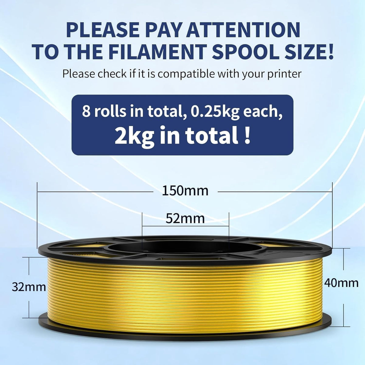 8 Color Bundle Hyper PLA+ 3D Printer Filament Multicolor Filament 1.75mm Individually Vacuum Packed 0.25kg per Spool Pack (Black+Jade White+Grey+Orange+Red+Dark Blue+Green+Yellow)