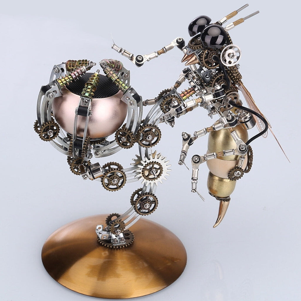 627PCS Mechanical Wasp Speaker 3D Metal Puzzle, DIY Steampunk Insect Model Kit with Sound, Poseable Claws, Collectible Desk Decor for Adults
