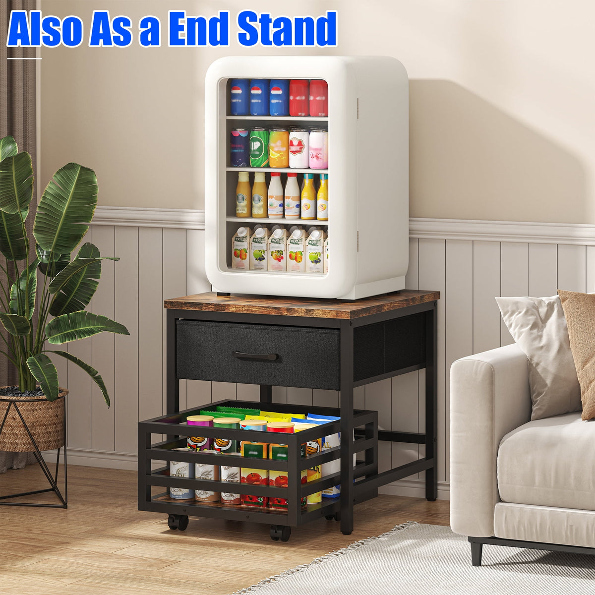Heavy Duty 3D Printer Stand with Storage Shelf and Drawer, Industrial Rolling Printer Rack for 3D Printer Filament and Tools, Sturdy Metal Frame Printer Table for Home Office Workshop