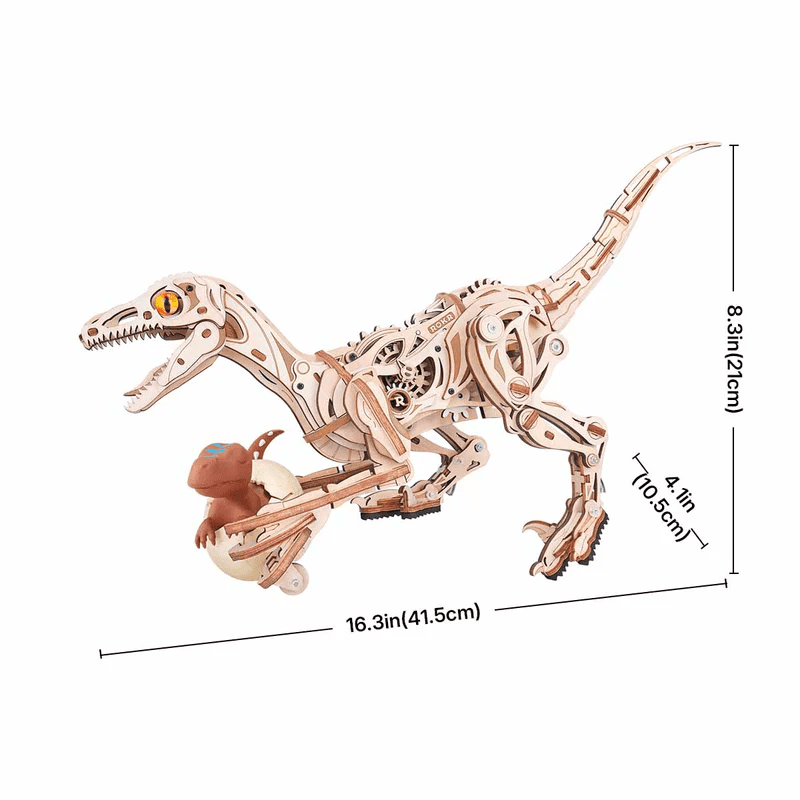 ROKR 3D Wooden Puzzle Dinosaur Shape Moving&Walking Model Kits for Adults, Mechanical Building Set Kids STEM Craft Gift