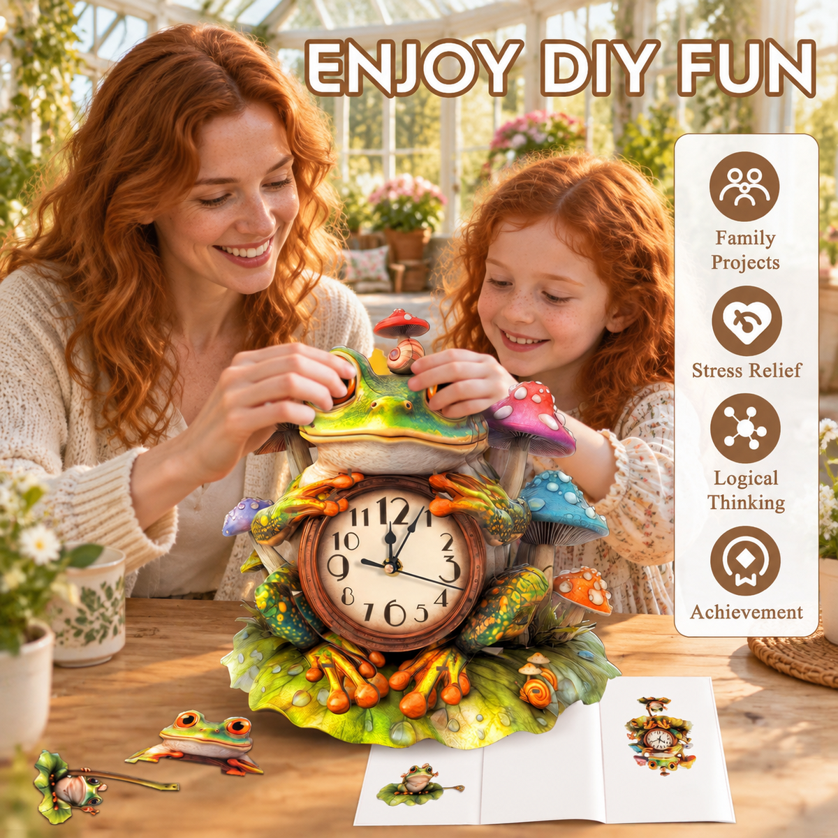 Butterfly Clock 3D Wooden Puzzle Clock DIY Mechanical Craft Kit for Adults Teens