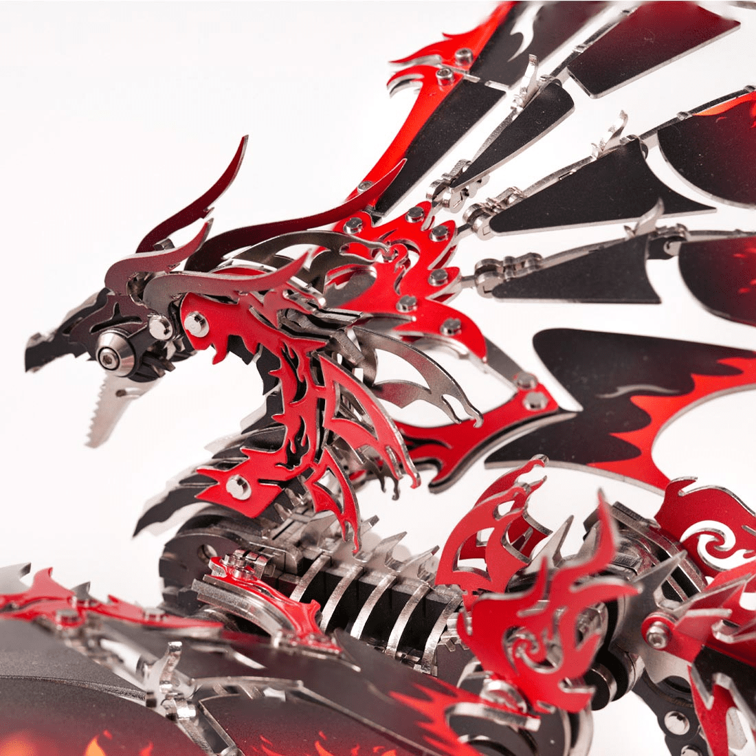 3D Metal Puzzles Mechanical Fire-Breathing Dragon Model Kit, 200+PCS DIY Assembly, No-Glue Snap-Fit Steampunk Animal Puzzle for Adults & Teens 16+, Exquisite Desk Decor, Gift for Men