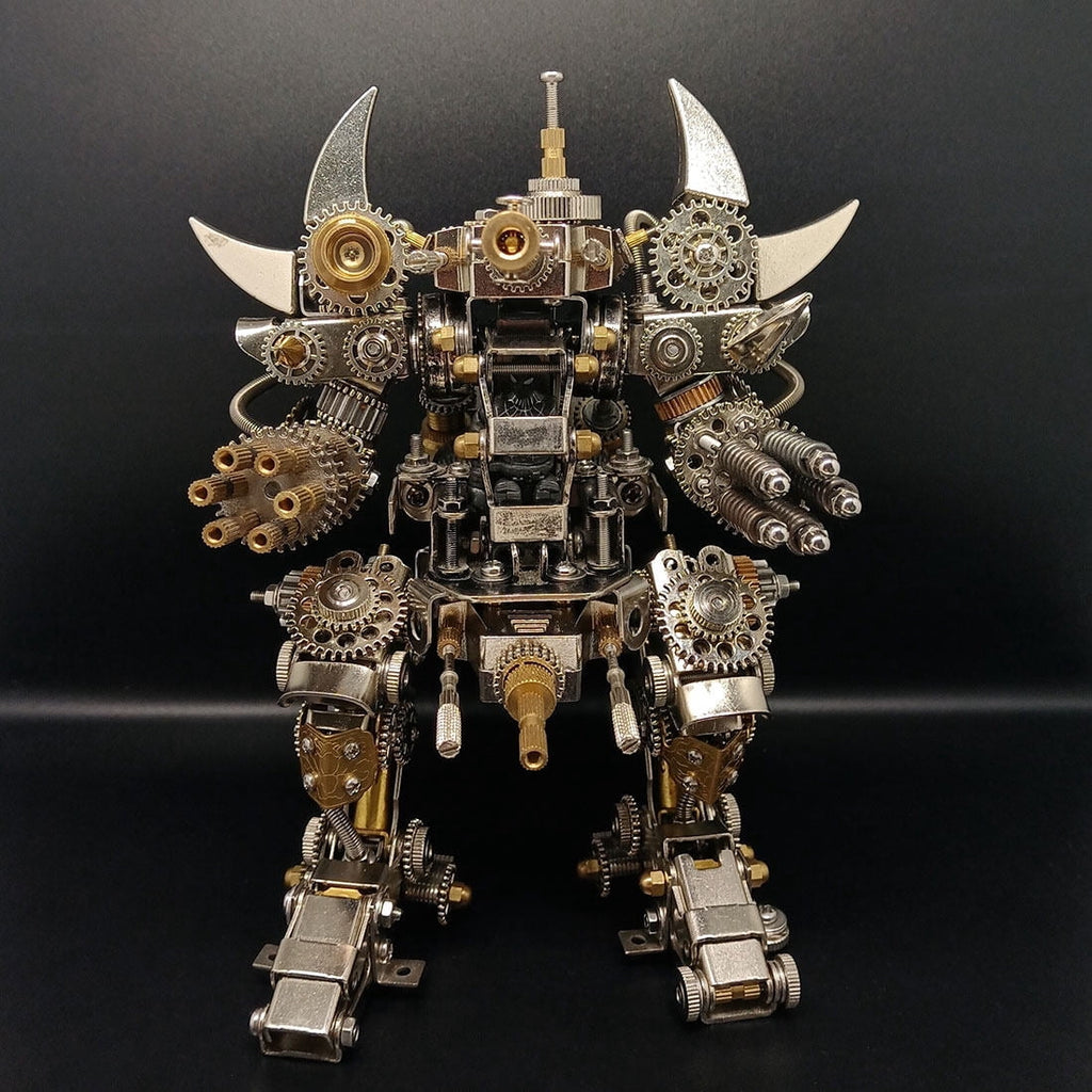 DIY 3D Metal Mecha Model Kit with Tools – Mechanical Stainless Steel Handmade Assembly Robot Figure, Steampunk Collectible Display Model for Adults and Teens