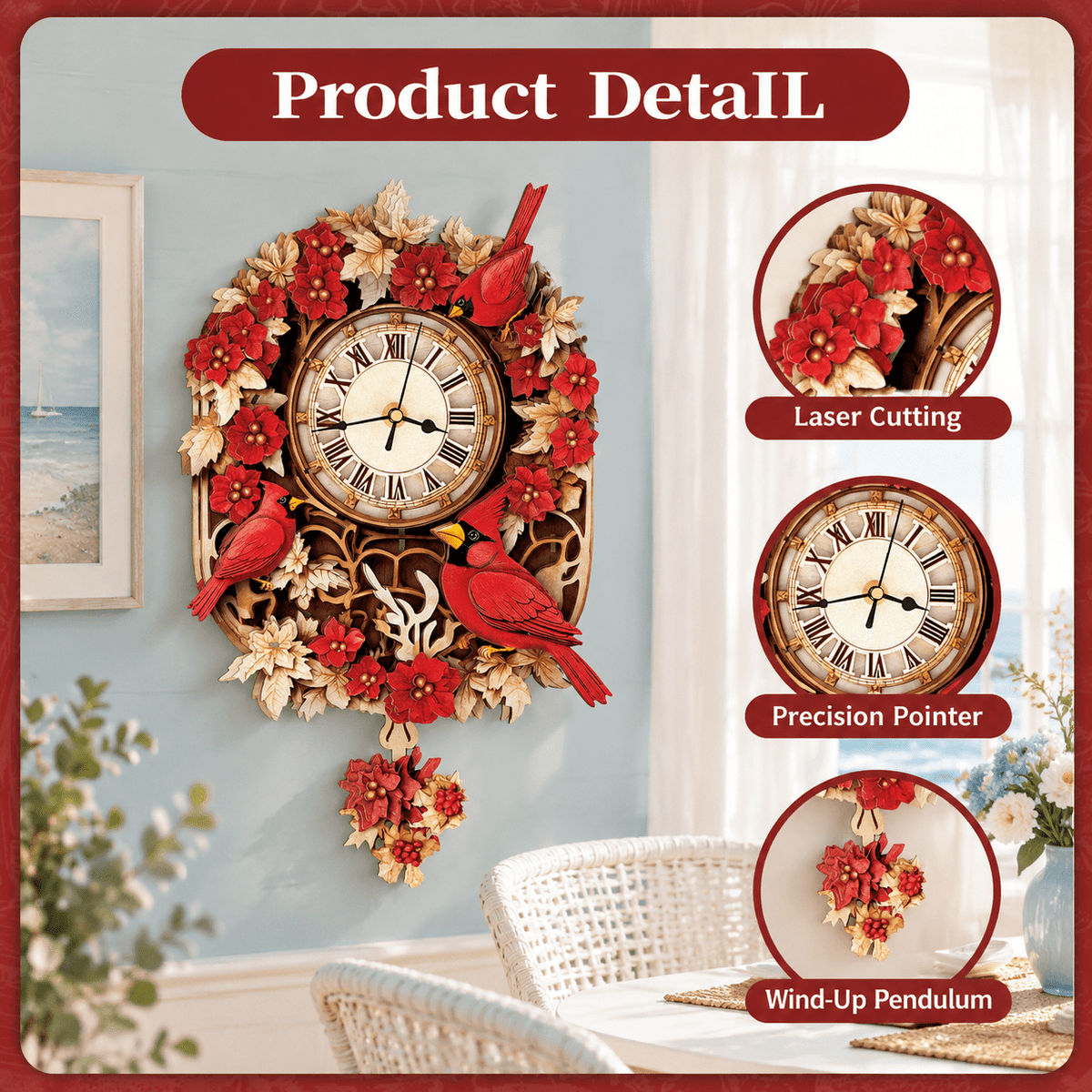 Fire Phoenix Wooden 3D Puzzle Clock DIY Model Kit for Adults