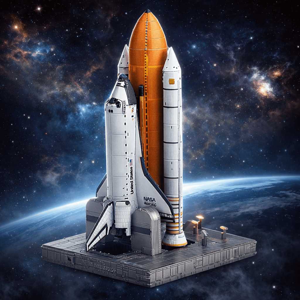 4D Build NASA Space Shuttle 3D Model Kit with LED Lights, 346-Piece Foam Puzzle, No Glue Required