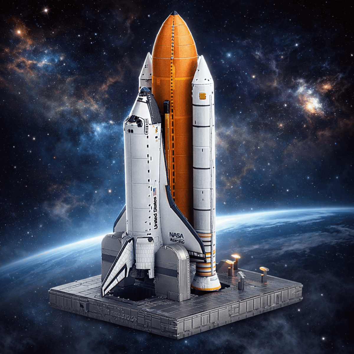 4D Build NASA Space Shuttle 3D Model Kit with LED Lights, 346-Piece Foam Puzzle, No Glue Required