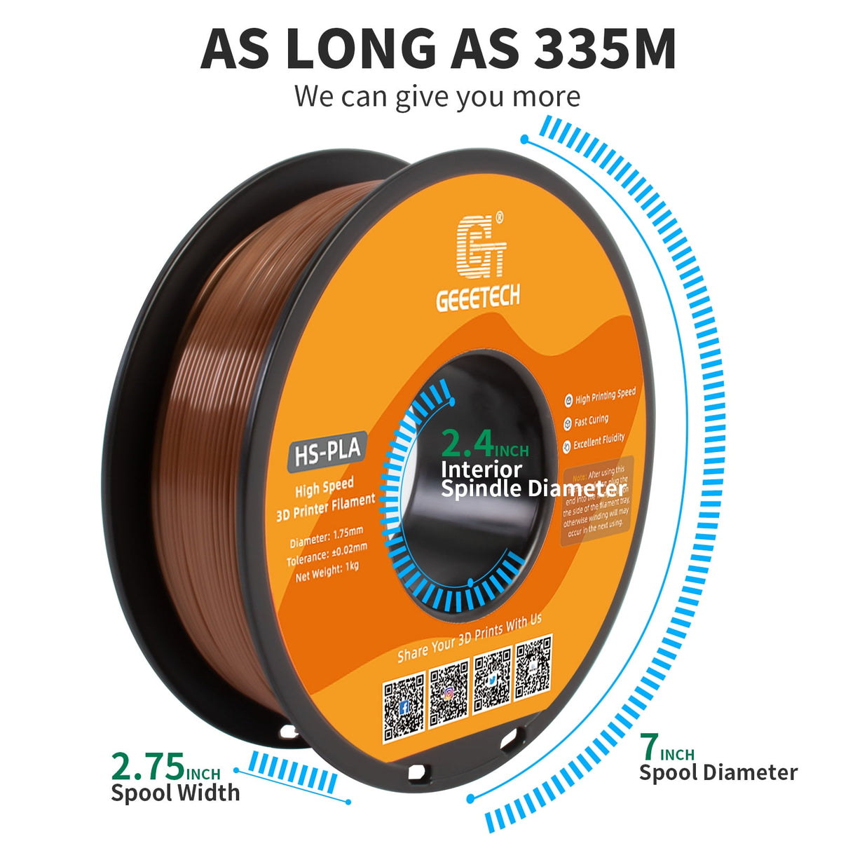 Geeetech 1.75mm PLA 3D Printer Filament, 1kg Spool (2.2lbs), Dimensional Accuracy +/- 0.03mm,yellow