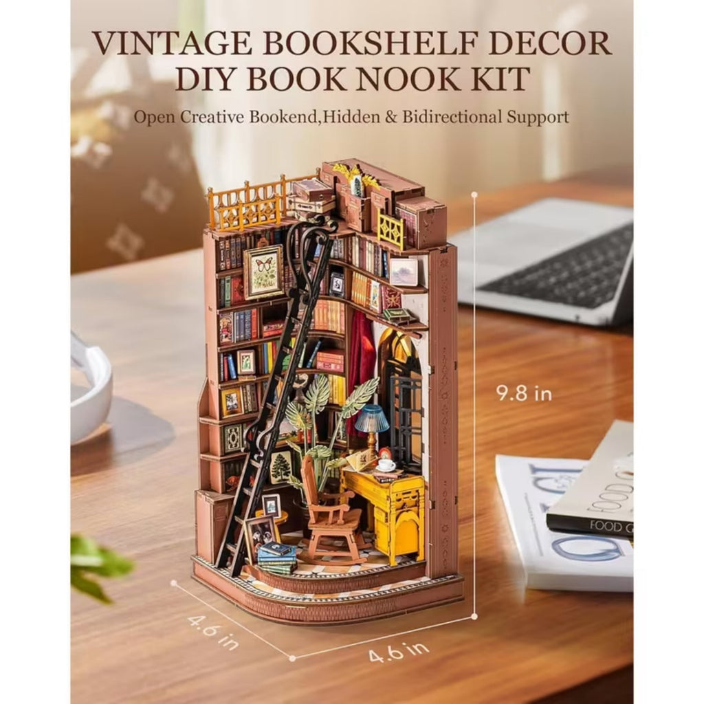Downton Abbey Bookstore Book Nook Kit, 3D Wooden Puzzle DIY Miniature Downton Study Dollhouse