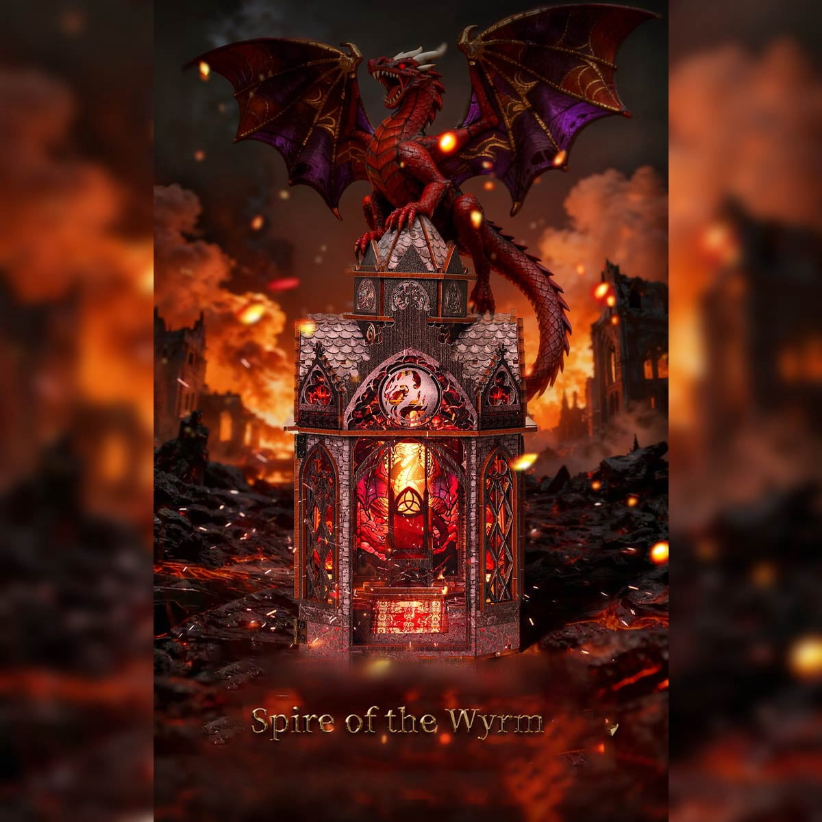 3D Wooden Puzzle Tower Of Dragon Rest Gothic Steampunk Castle, 142 PCS, DIY Assembly Moving Animal Model Kit For Adult Collectors, Home Decor And Creative Gifts