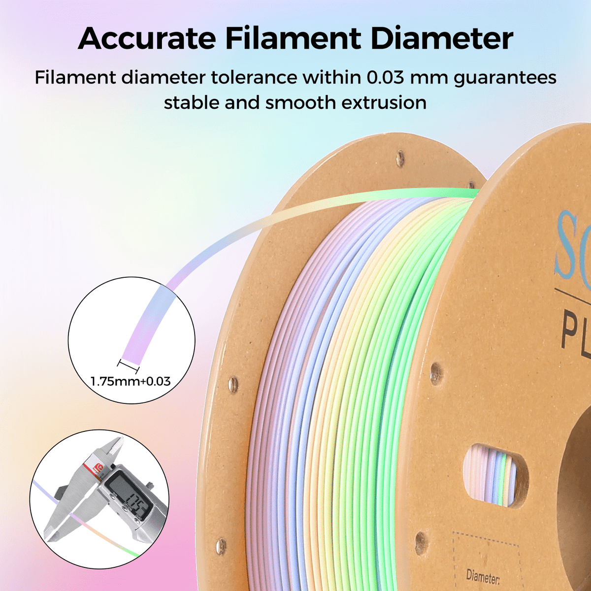 Sovol Silk PLA Filament with Blue Glitter 1kg 1.75mm, Color Changeable 3D Printer Filament 2.2lbs, Chameleon Shiny PLA Material +/-0.03mm, Shimmering 3D Printing Filament, Galaxy Blue