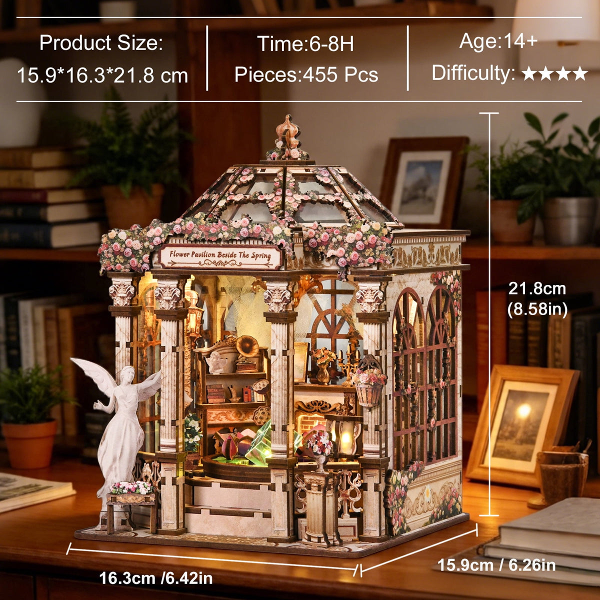 DIY Book Nook Kit with LED Light, Fantasy Wonderland Fold-Out Storybook Diorama, 3D Wooden Puzzle Bookshelf Decor Gift for Adults Teens