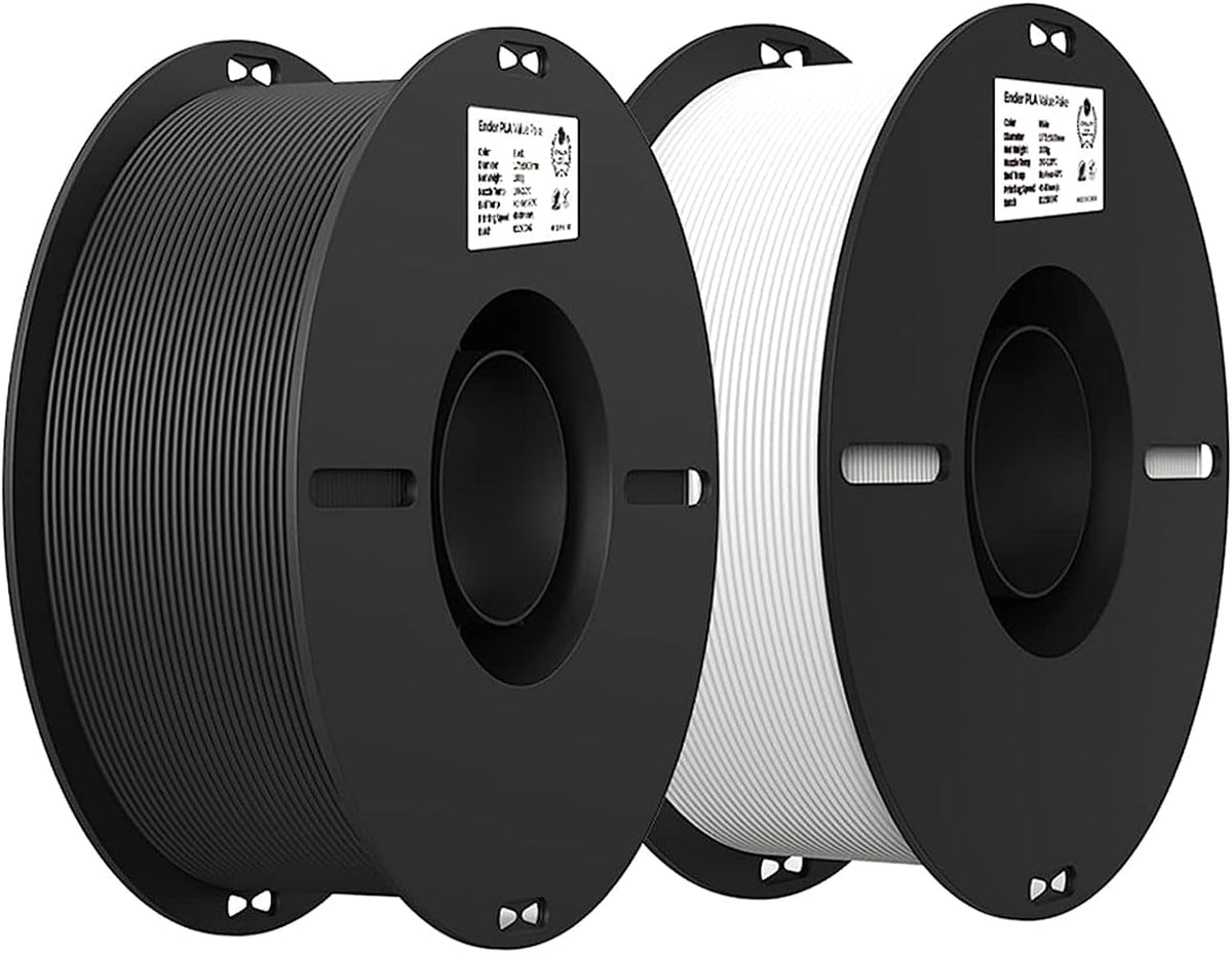 2-Pack Creality 3D Printer Filament, 1.75mm PLA Filament 2kg, No-Tangling,Accuracy +/- 0.02mm, Black & White