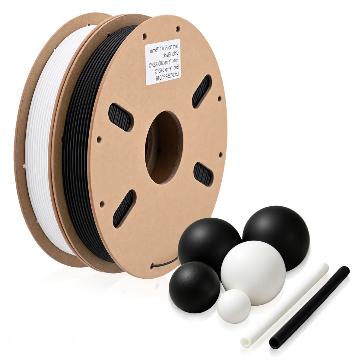 2 Rolls 3D PLA Printer Filament, 1.75mm PLA Filament 500g Spool Bundle for Most 3D FDM Printer(Black and White)
