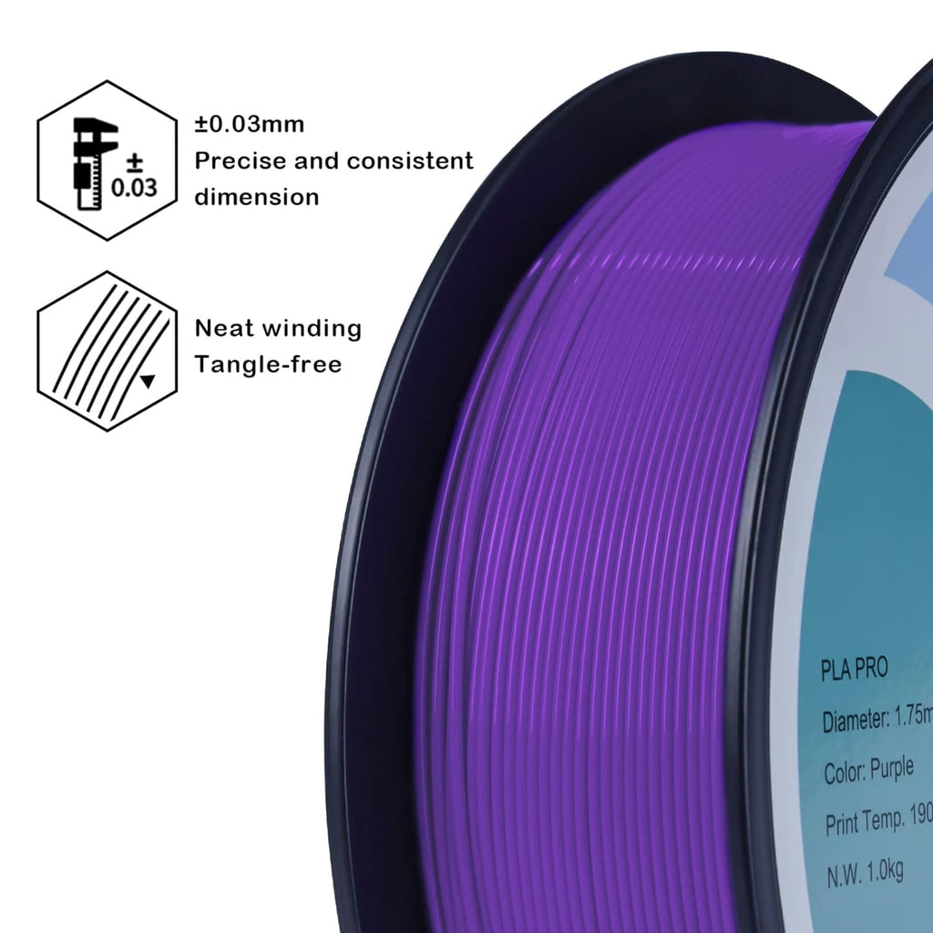Ziro 3D PLA PRO Filament, 1.75mm 1kg, Metallic Silver