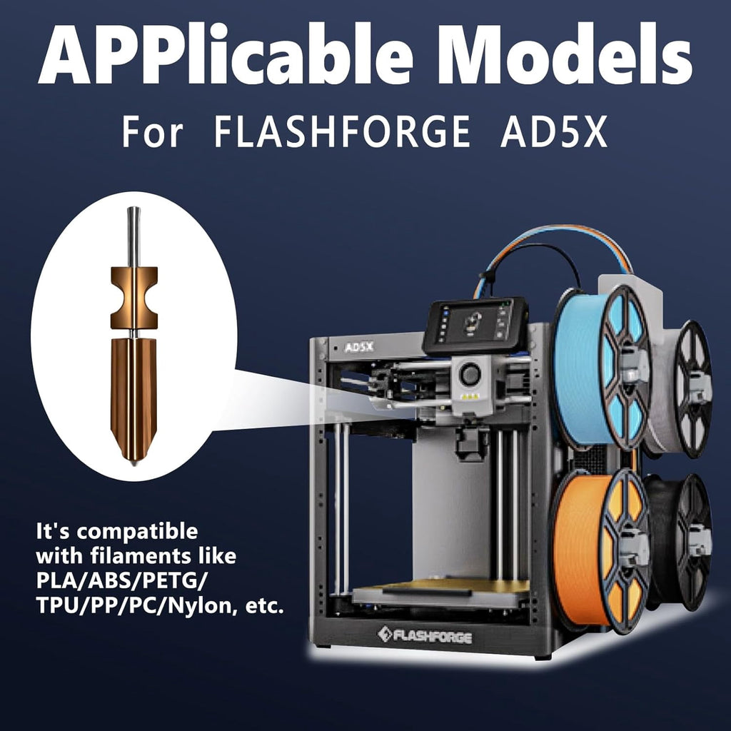 CATPAN 0.6MM 0.8MM AD5X Nozzle Kit for Flashforge Adventurer 5X 3D Printer Hotend Integrated Heating Block Component with 3 Silicone Socks and 2 Nozzle Wipers, Adventurer 5X Accesseries