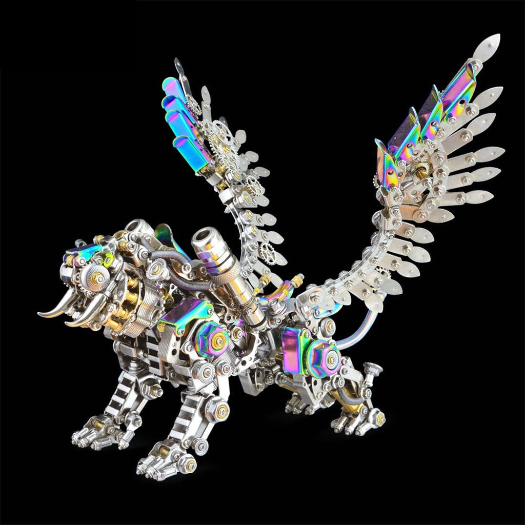 3D Metal Puzzle Colorful Bengal Tiger Model Kit, 700PCS Mechanical Steampunk Tiger 3D Metal Jigsaw Puzzle to Build, DIY Assembly Gift for Adults & Teens -Wings 1 Pair
