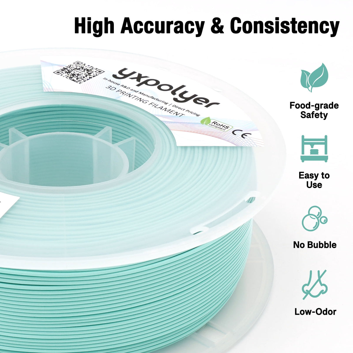 YXPOLYER PLA Filament Food Grade 1.75mm 1kg for 3D Printing, PLA+ Skin Flesh Tone 3D Printer Filament AMS-Compatible