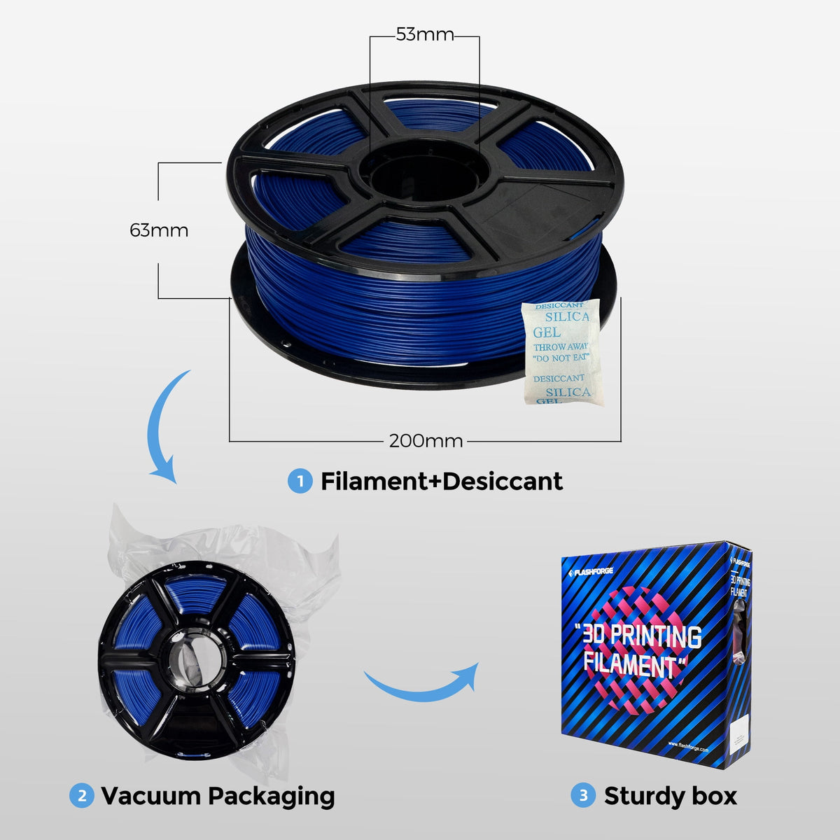 Flashforge ABS Pro Filament 1.75mm, 1KG/2.2lbs ABS Pro 3D Printer Filament, Black