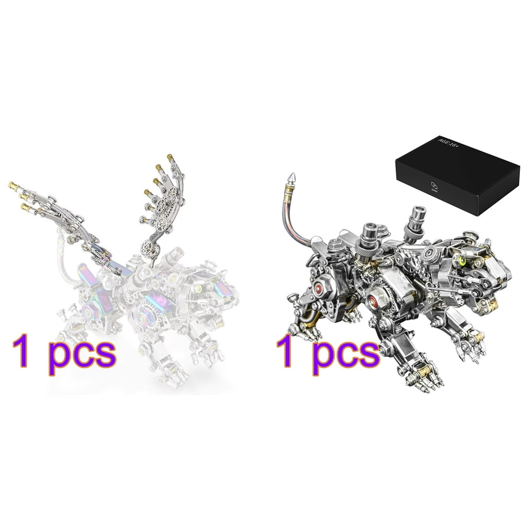3D Metal Puzzle Colorful Bengal Tiger Model Kit, 700PCS Mechanical Steampunk Tiger 3D Metal Jigsaw Puzzle to Build, DIY Assembly Gift for Adults & Teens -Wings 1 Pair