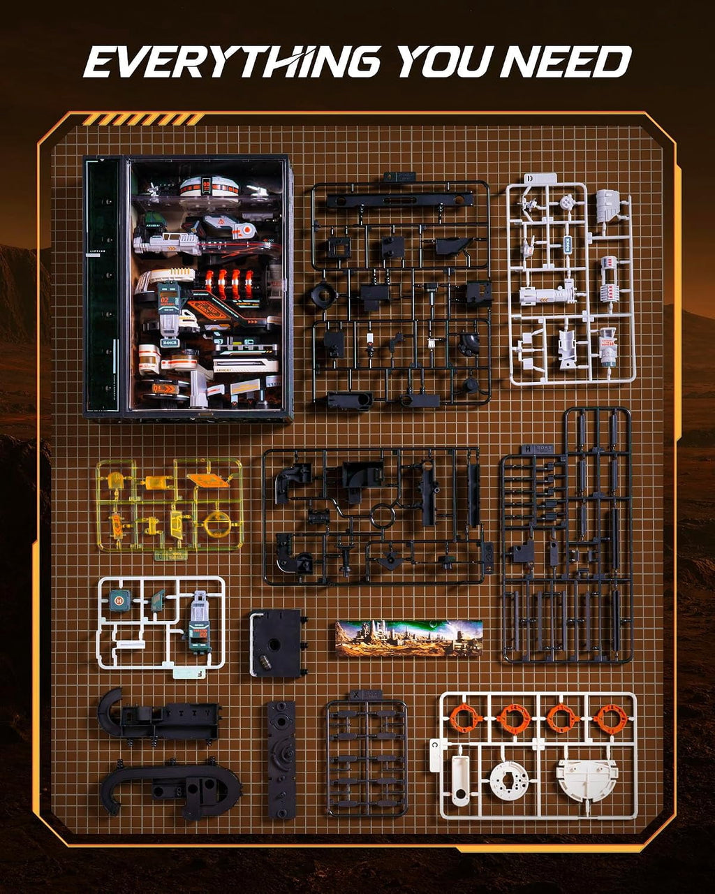 Robotime Mars Outpost Marble Run 3D Puzzle for Adults, Pinball Track Model Kit with LED, 194 Pieces, Ages 14+