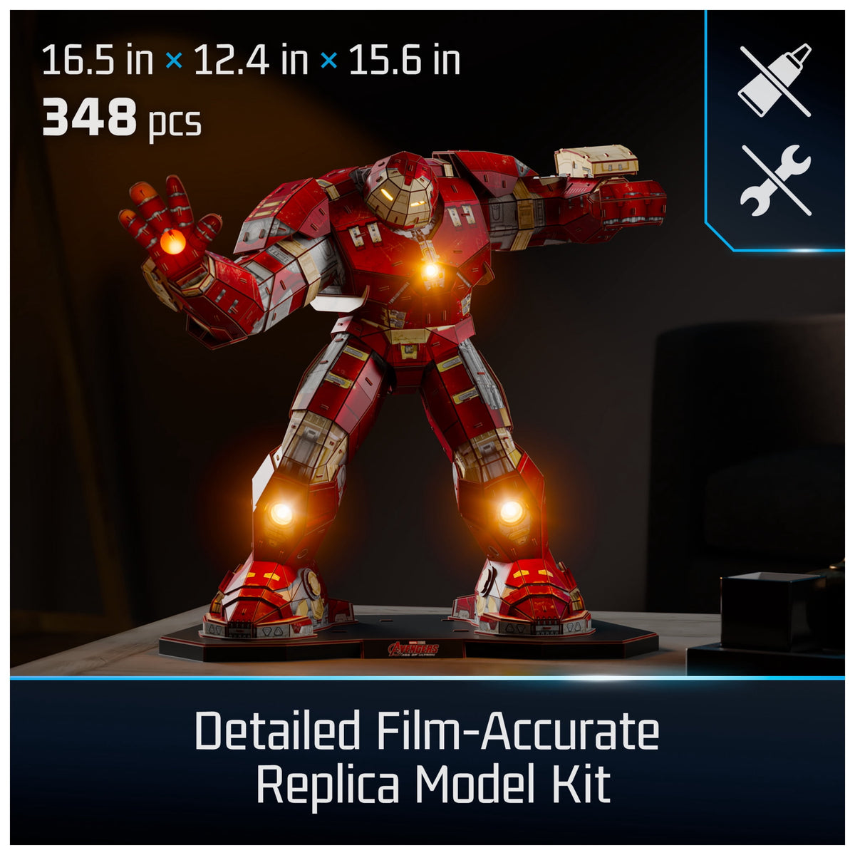 4D Build, Marvel Hulkbuster 3D Puzzle Model Kit with Stand