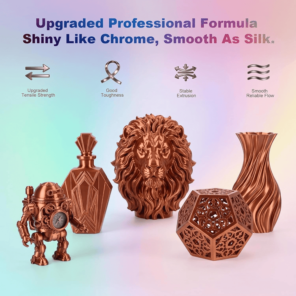 Silk gold PLA Filament 1.75mm 3D Printer Filament with Shiny Surface, Shiny PLA Silk Filament 2KG Spool 3D Printing Filament.