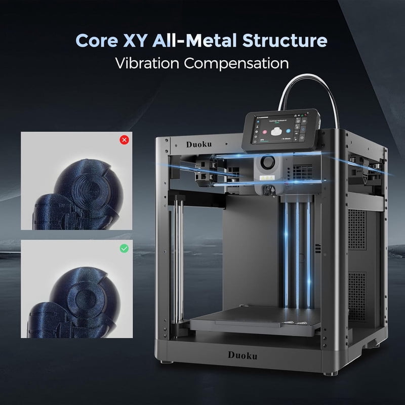 Duoku 3D printers 600mm/s high-speed printing and automatic bed leveling.