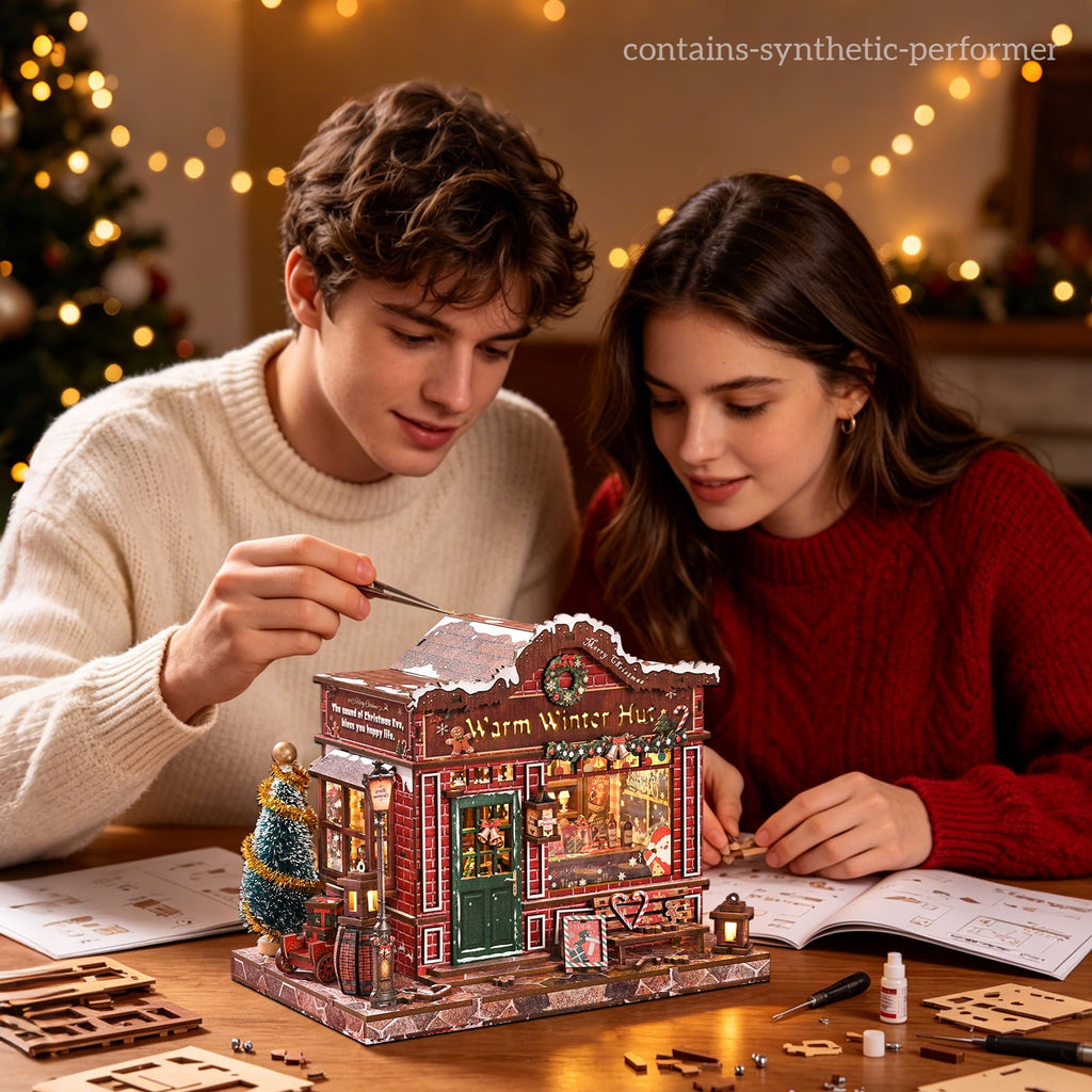 DIY Book Nook Kit with LED Light, Fantasy Wonderland Fold-Out Storybook Diorama, 3D Wooden Puzzle Bookshelf Decor Gift for Adults Teens