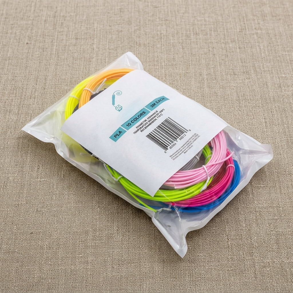 10 Color 1.75mm PLA 3D Printer Filament, 100 Feet, Compatible with 3D Printing Pens