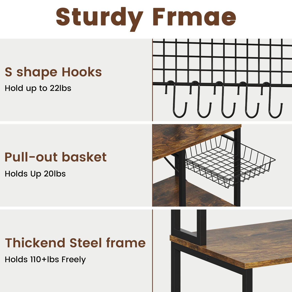 Heavy Duty 3D Printer Stand with Storage Shelf and Drawer, Industrial Rolling Printer Rack for 3D Printer Filament and Tools, Sturdy Metal Frame Printer Table for Home Office Workshop