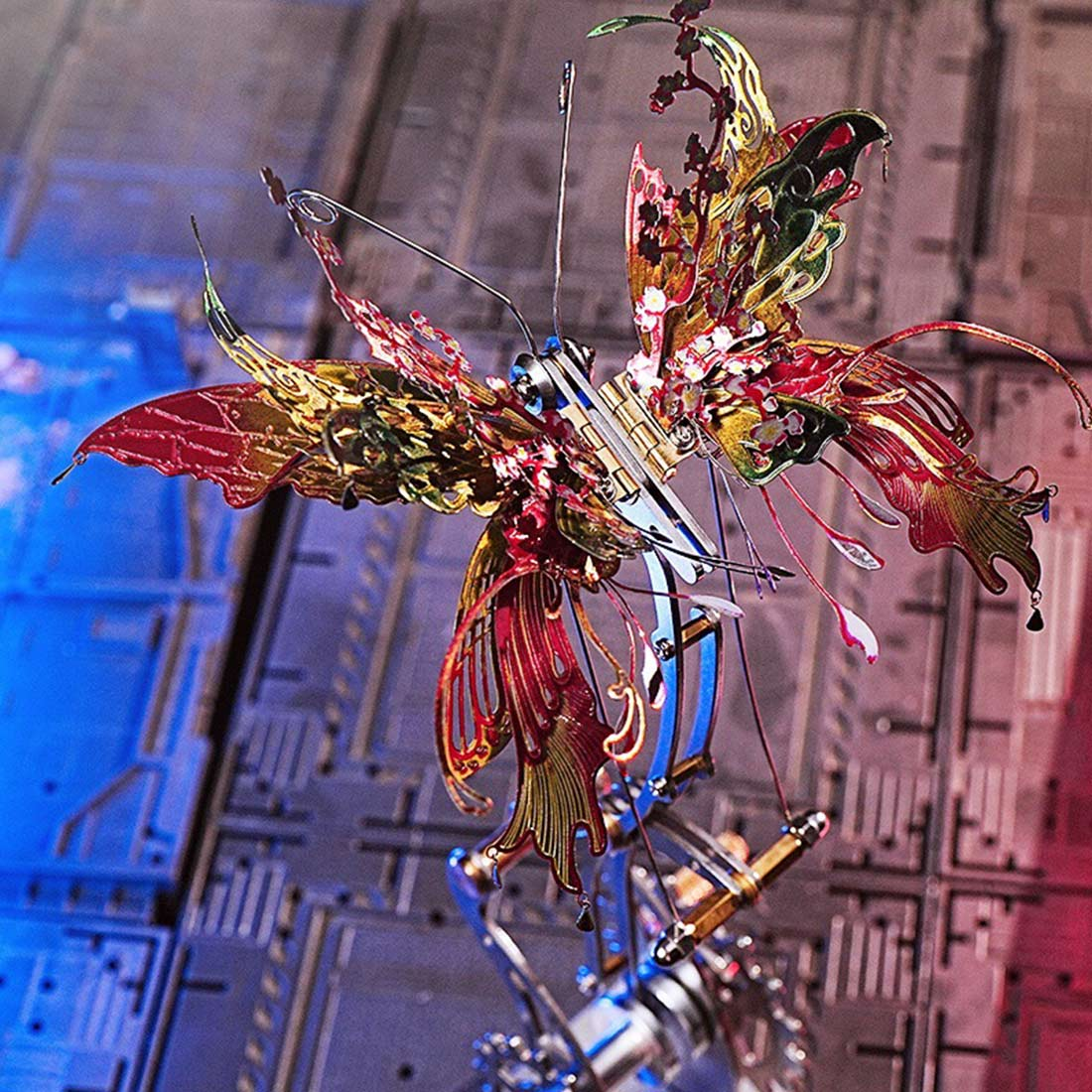3D Metal Puzzles, Mechanical Butterfly Model Kit with Gear Transmission, Steampunk DIY Assembly, Stainless Steel Desk Decor Collectible Gift for Adults