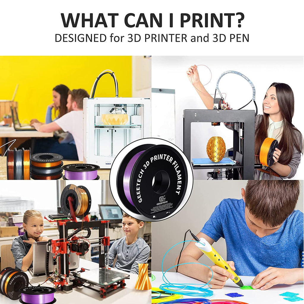 Geeetech 3D Printer Silk Purple PLA Filament 1.75mm 1kg Spool (2.2lbs), Dimensional Accuracy +/- 0.03mm