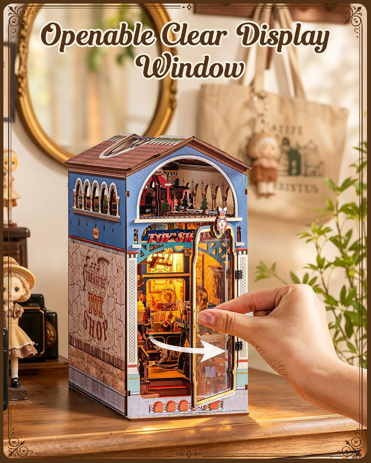 Rolife 380 Pieces Treasure Toy Shop DIY Book Nook Wooden 3D Puzzles with LED for Adults