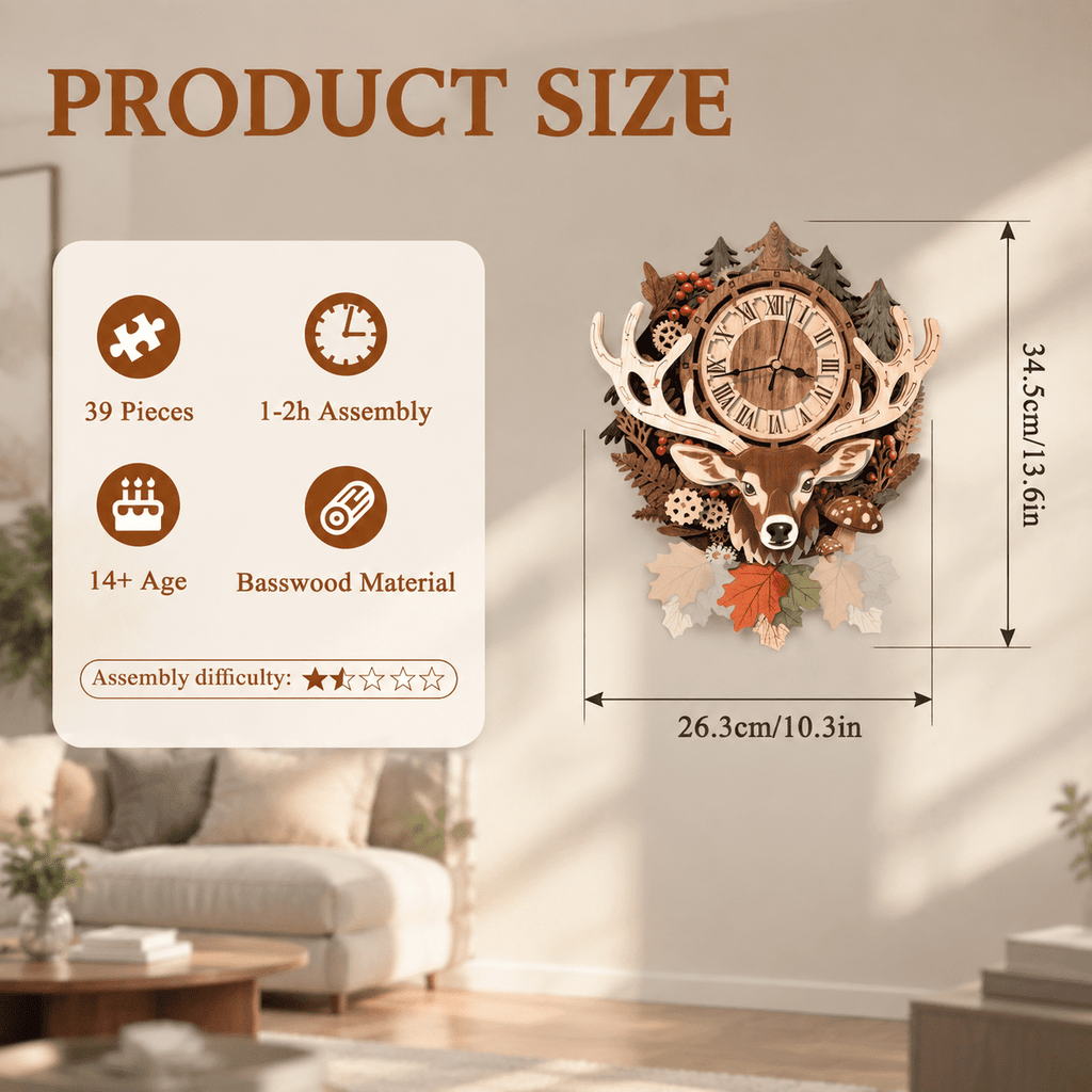 Butterfly Clock 3D Wooden Puzzle Clock DIY Mechanical Craft Kit for Adults Teens