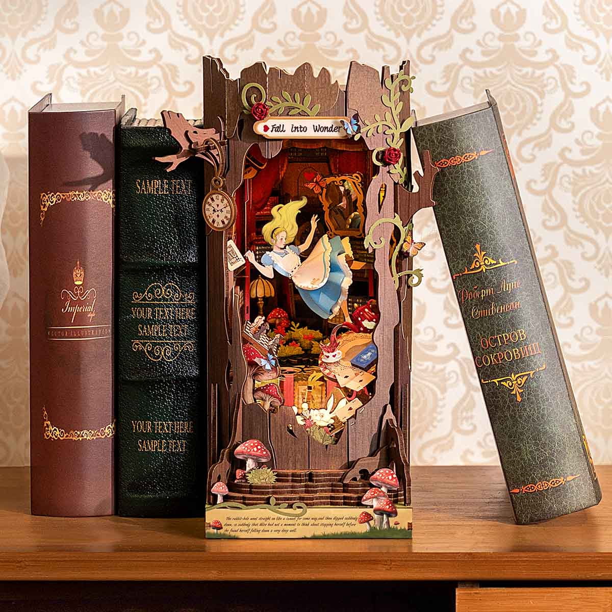 Rolife Fall into Wonder DIY Book Nook Shelf Insert 3D Wooden Puzzle for Adult Gift
