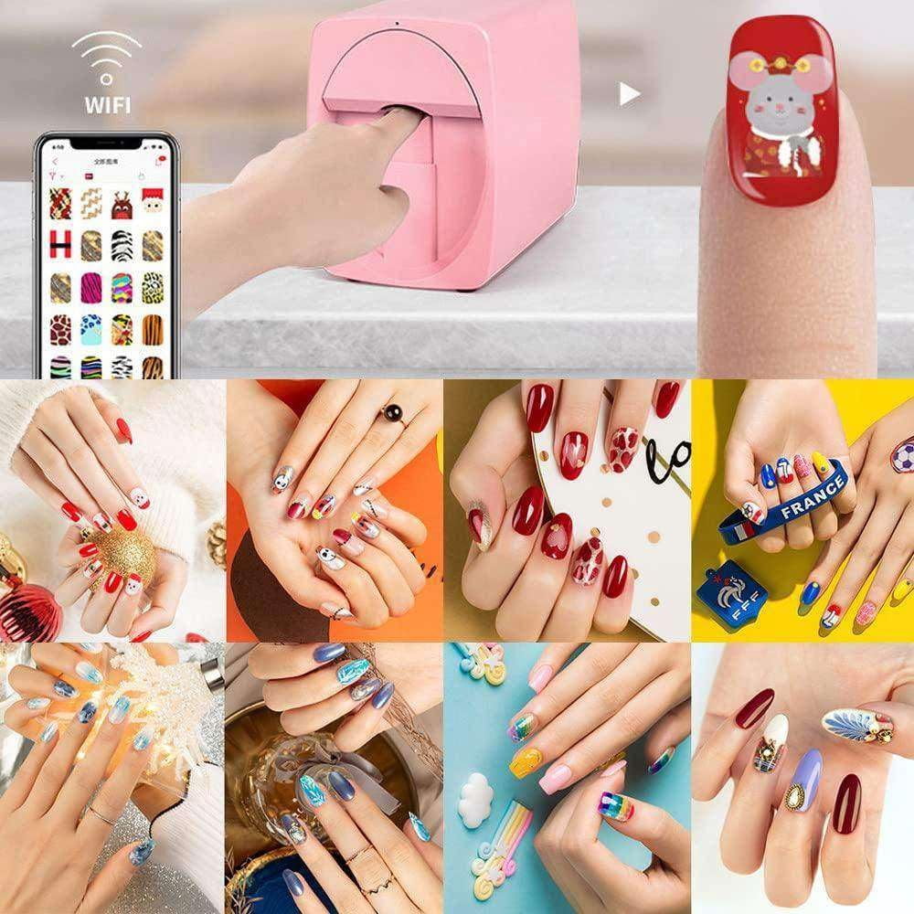 Digital Mobile Nail Art Printe,3D Automatic Nail Printer Machine, Mini Portable Nail Painting Machine Control Through Free Mobile App, Support WiFi/DIY/Usb, For Home Usage Nail Salon Nail Lovers