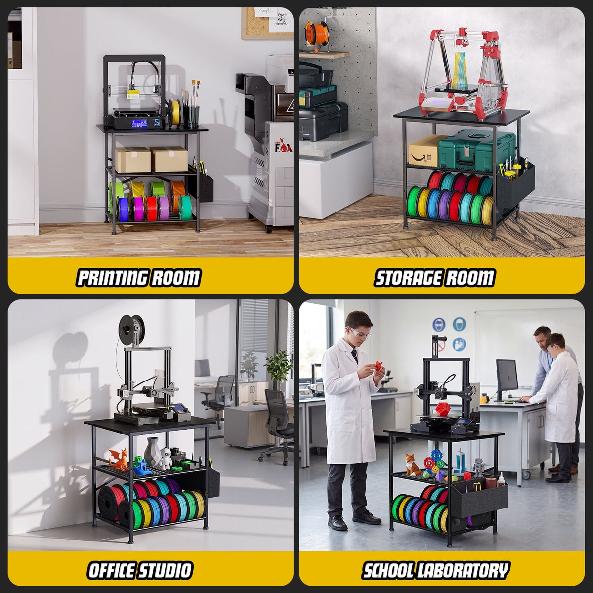 3D Printer Stand with Filament Storage Bag, Wall Mount 3D Printing Table for Home Office Use