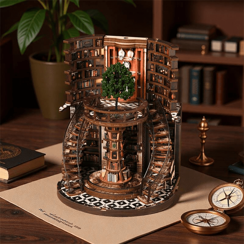 Qissep Book Nook Kit, Miniature House Kit, Exquisite Design 3D Wooden Puzzle, DIY Crafts for Adults, Desktop Decorative Model Ornament, Birthday Gift for Family and Friends