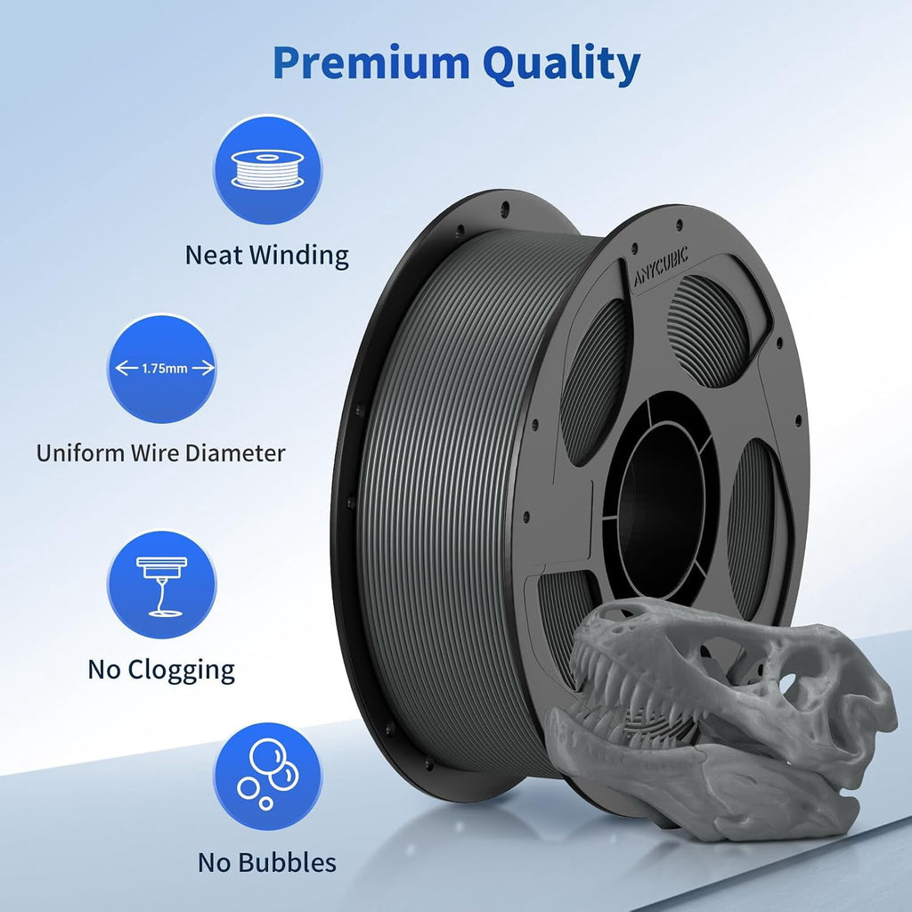 PLA 3D Printer Filament Bundle 4KG, 3D Printing PLA Filament 1.75mm Dimensional Accuracy +/- 0.02mm, 4 Pack 1KG Reusable Spool (2.2 lbs), 2 Pack of Texture Grey & 2 Pack of Black
