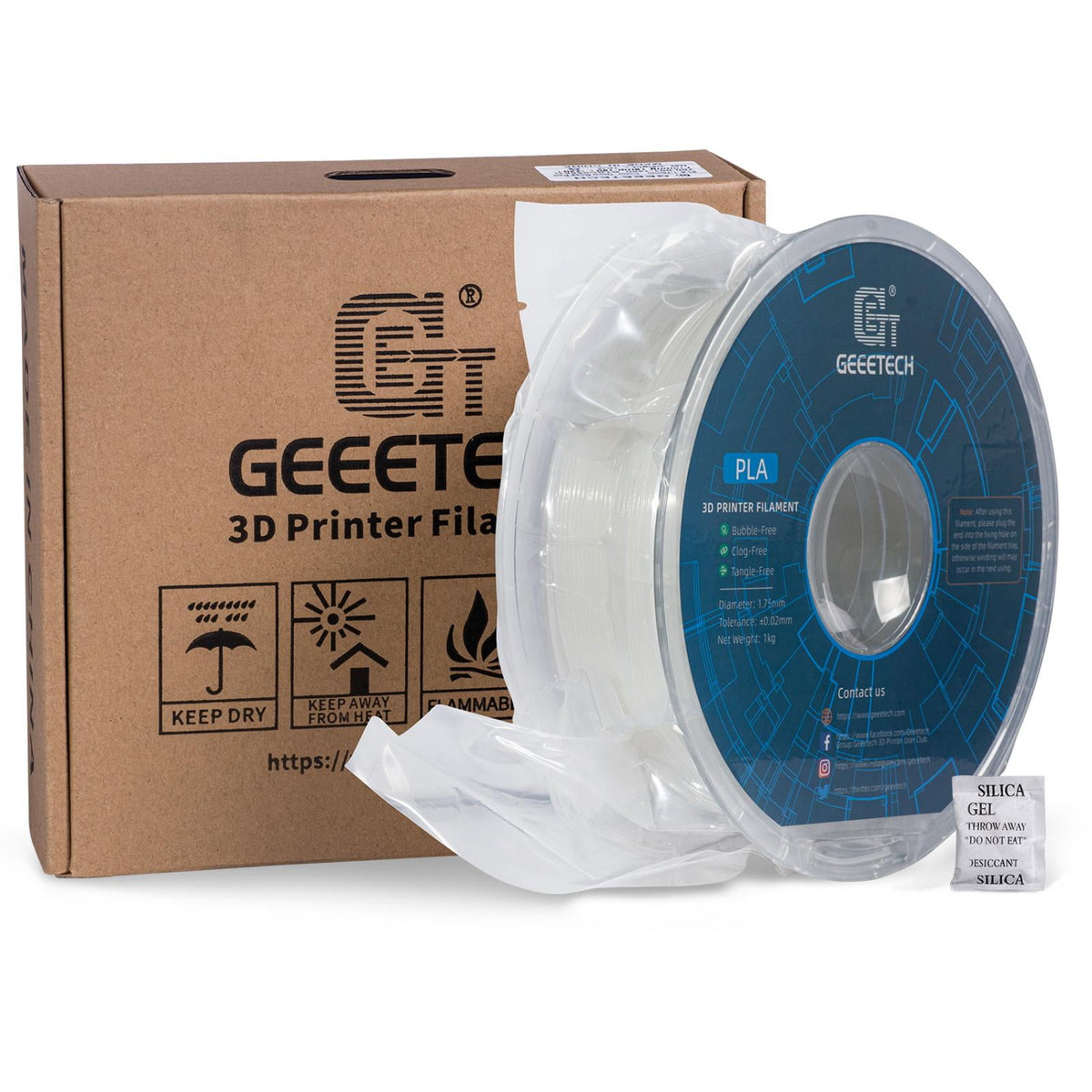Geeetech Glow in The Dark PLA 3D Printer Filaments, 1 kg Spool with Desiccant, for Most 3D Printers, Blue