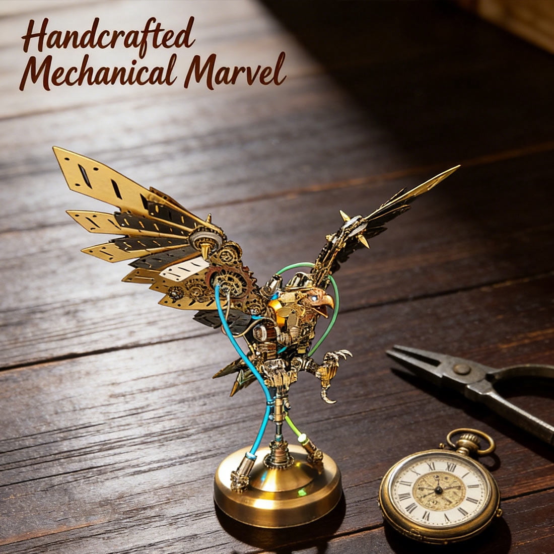 Hummingbird 3D Metal Puzzle for Adults, Mechanical Dynamic Bird Metal Model Kit with Transmission Mechanism, DIY Assembly Bionic Bird 3D Puzzle Jigsaw Animal, Semi-Finished
