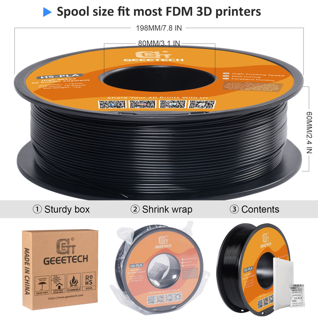 Geeetech 1.75mm PLA 3D Printer Filament, 1kg Spool (2.2lbs), Dimensional Accuracy +/- 0.03mm,yellow