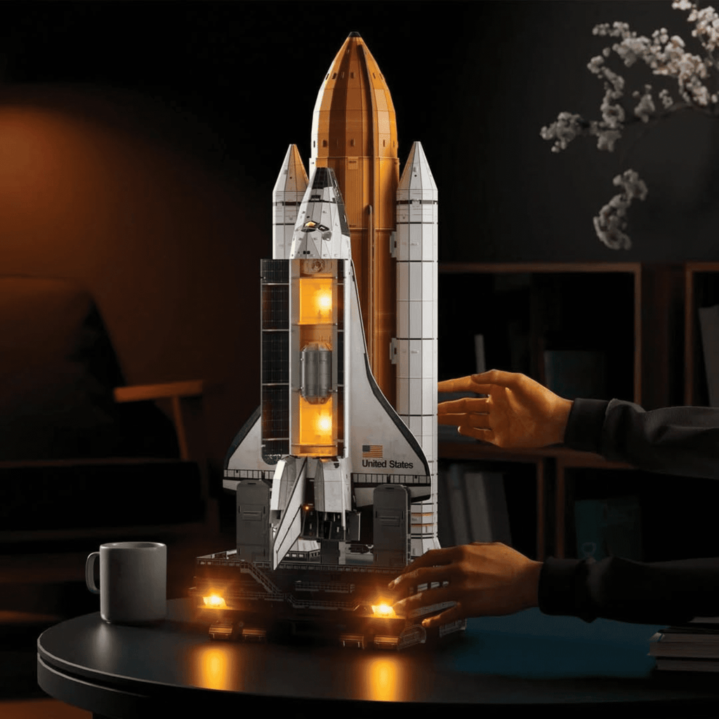 4D Build NASA Space Shuttle 3D Model Kit with LED Lights, 346-Piece Foam Puzzle, No Glue Required