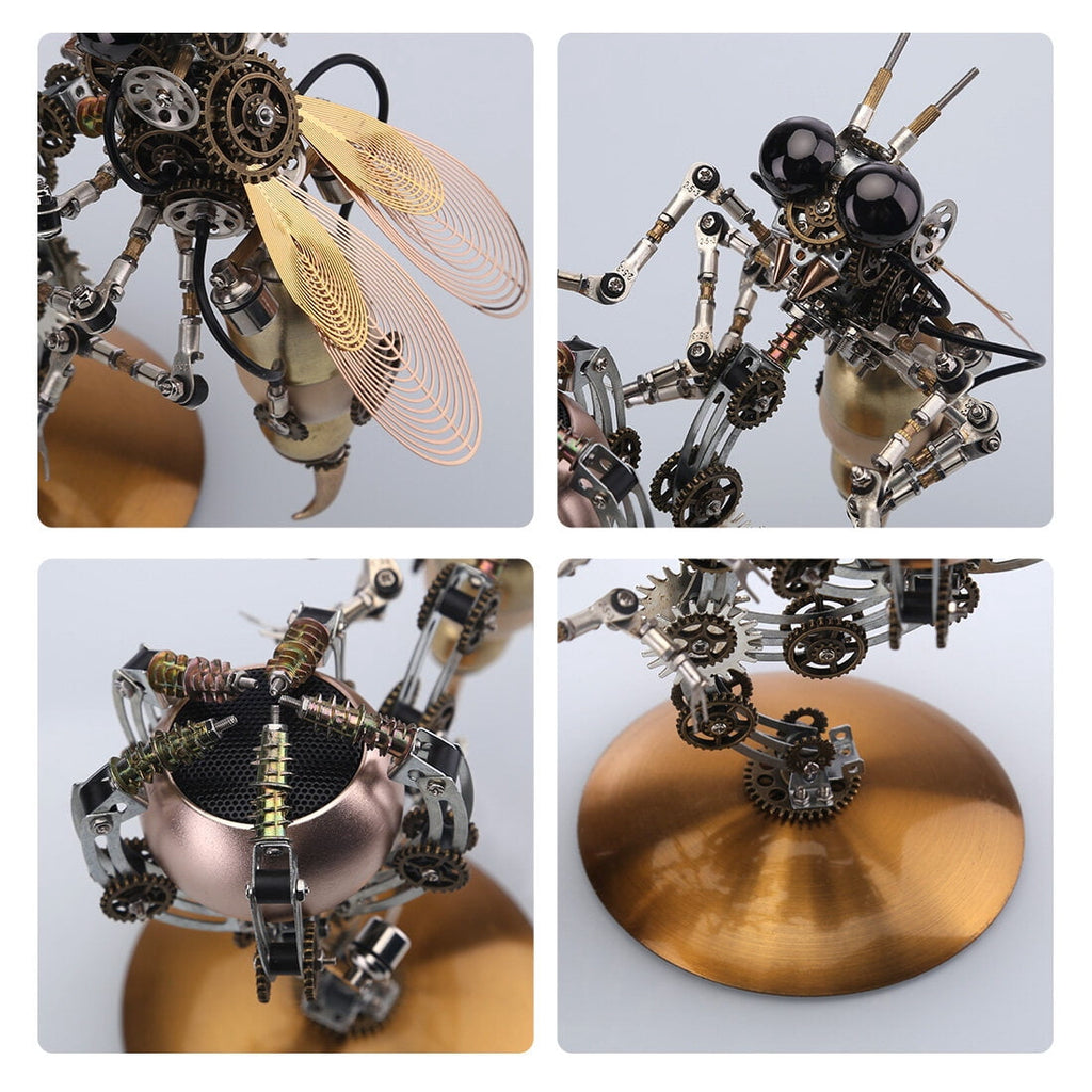 627PCS Mechanical Wasp Speaker 3D Metal Puzzle, DIY Steampunk Insect Model Kit with Sound, Poseable Claws, Collectible Desk Decor for Adults