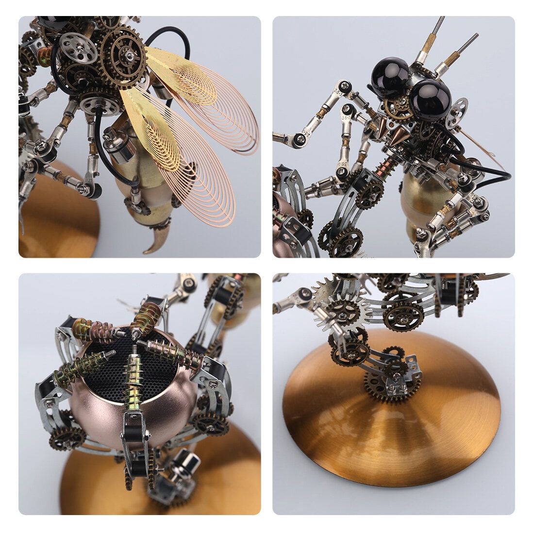 627PCS Mechanical Wasp Speaker 3D Metal Puzzle, DIY Steampunk Insect Model Kit with Sound, Poseable Claws, Collectible Desk Decor for Adults