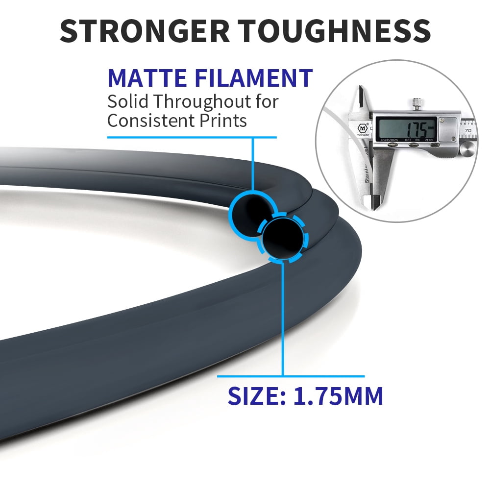GEEETECH Matte PLA Filament, 1.75mm Matte Black 3D Printer Filament, 1kg Spool (2.2lbs), Dimensional Accuracy +/- 0.03 mm, Fit Most FDM Printer